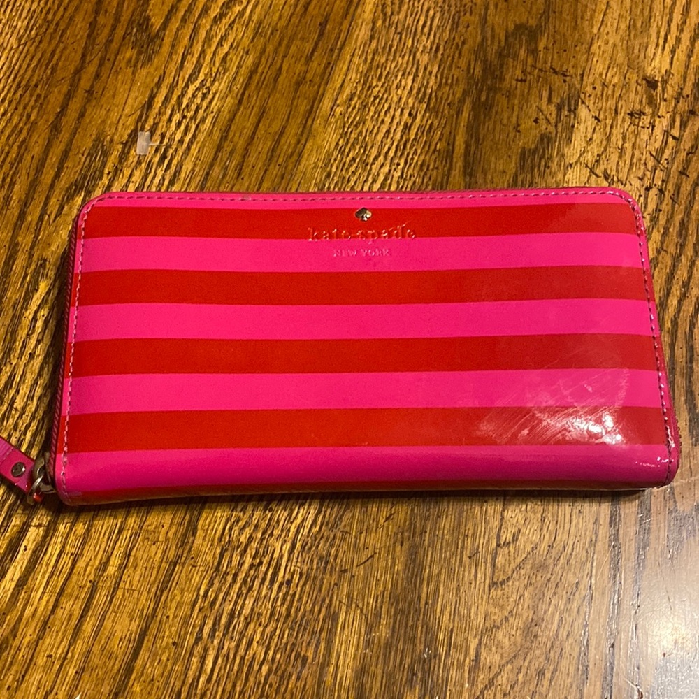 kate spade patent striped wallet